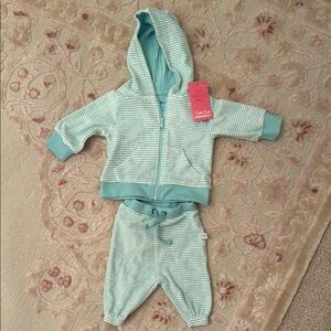 NWT Ruffle Butts Mint Green Striped Matching Set